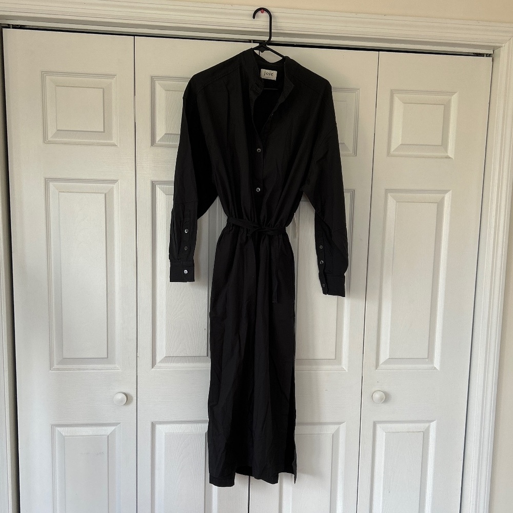 Joie Ardine Midi Shirt Dress Black NWT Size L
